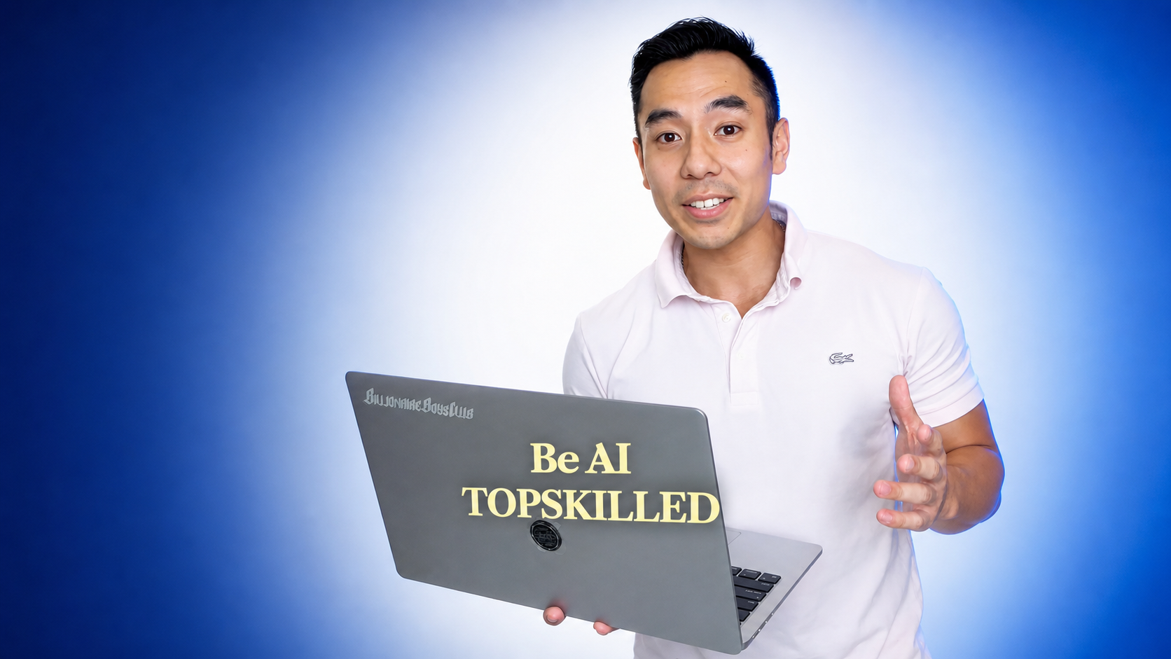 AI TOPSKILLS founder presenting with a laptop